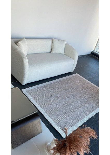 Türkmen Halı Siesta 1503 Krem Bordürlü Bej Sisal Halı Bordürlü Kolay Temizlenen Hasır Yolluk modelleri