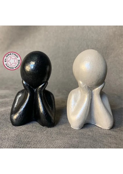 El Yapımı Ikili Dekoratif Heykel Set