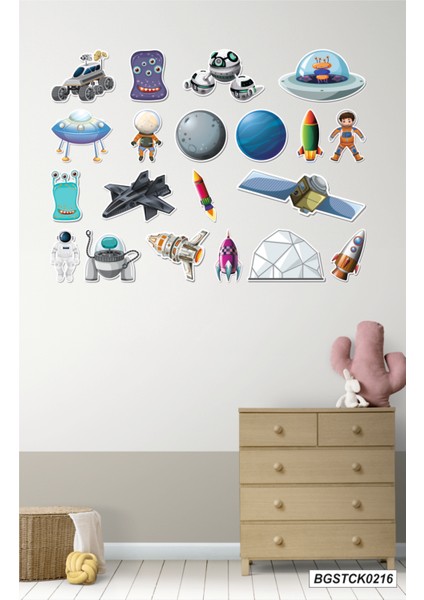 Küçük Astronotlar Için Uzayın Derinliklerine Yolculuk Roketler, Gezegenler Stickerı