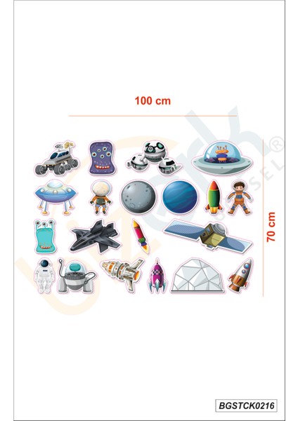 Küçük Astronotlar Için Uzayın Derinliklerine Yolculuk Roketler, Gezegenler Stickerı