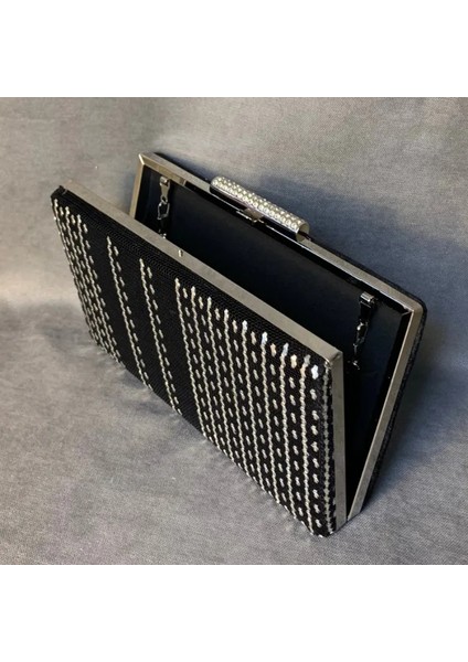 El Yapımı Tel Kırma Şık Siyah Abiye Çanta - 12 x 20 cm modelleri