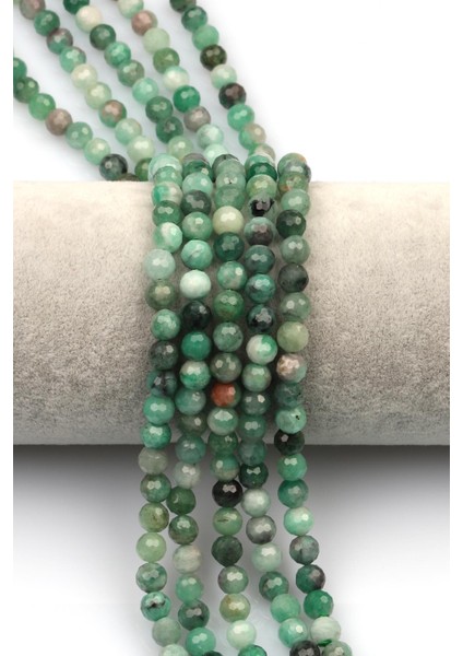 Zümrüt Doğal Taş Dizi 6 mm Fasetli Küre Kesim