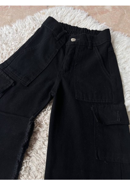 Kız Çocuk Yüksek Bel Kargo Cepli Likralı Kadın Palazzo Jean Kot Pantolon modelleri