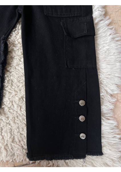 Kız Çocuk Yüksek Bel Kargo Cepli Likralı Kadın Palazzo Jean Kot Pantolon fırsatları