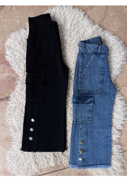 Kız Çocuk Yüksek Bel Kargo Cepli Likralı Kadın Palazzo Jean Kot Pantolon indirimleri