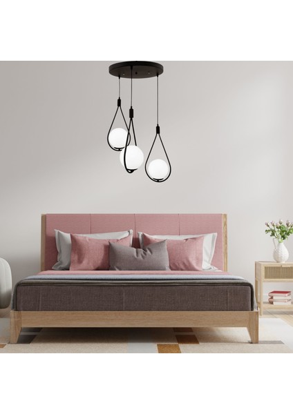 Yıldız Home Damla Uyum 3.lü Siyah-Beyaz Camlı Avize