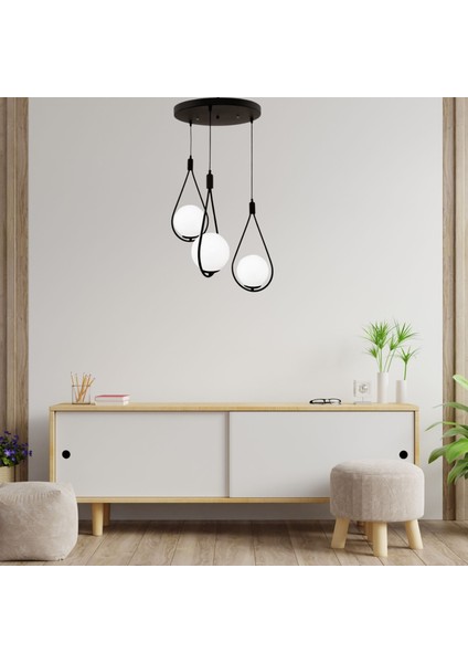 Yıldız Home Damla Uyum 3.lü Siyah-Beyaz Camlı Avize fiyatları