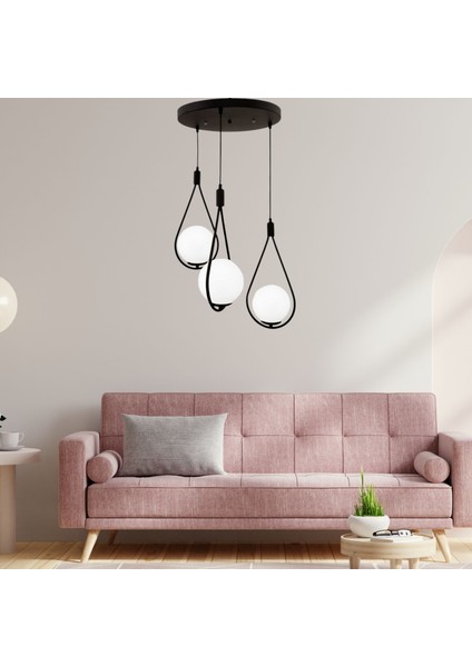 Yıldız Home Damla Uyum 3.lü Siyah-Beyaz Camlı Avize fırsatları