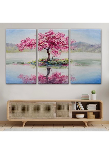 - Gölde Sakura Ağacı Yağlıboya Görünüm Kanvas Duvar TABLOSU-3494 modelleri