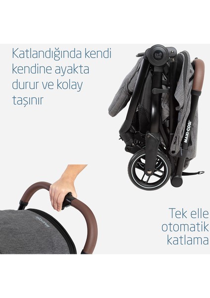 Eva-Cabriofix I-Size Otomatik Katlanan Seyahat Sistem Kompakt Bebek Arabası Select Grey