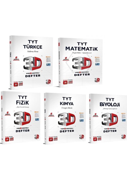 TYT Türkçe Matematik Fizik Kimya ve Biyoloji Video Ders Defteri 5 Kitap