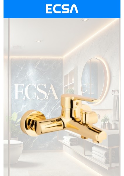 Lüx Gold Kare Robot Duş Seti, Eviye, Banyo ve Lavabo Bataryası 4'lü Set