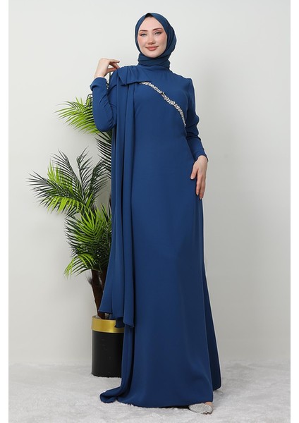 Özün Taşlı Abiye Indigo