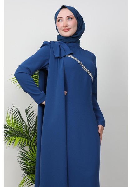 Özün Taşlı Abiye Indigo