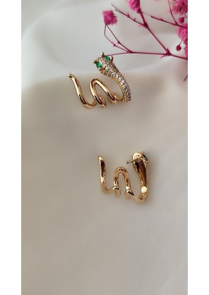 Zirkon Dolama Yılan Metal Gold Küpe fiyatları