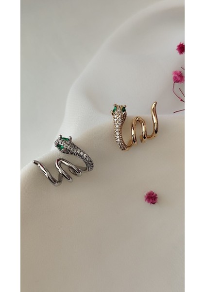 Zirkon Dolama Yılan Metal Gold Küpe modelleri