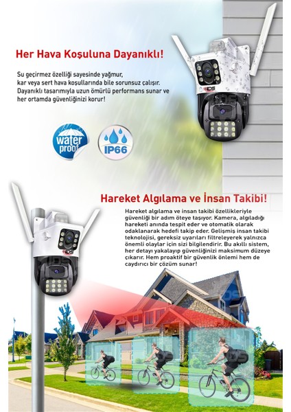 -6mp - Gece Görüşlü - Işıklı - Wıfı Kamera - 360 Kamera - Güvenlik Kamerası - Alarm - Hareket