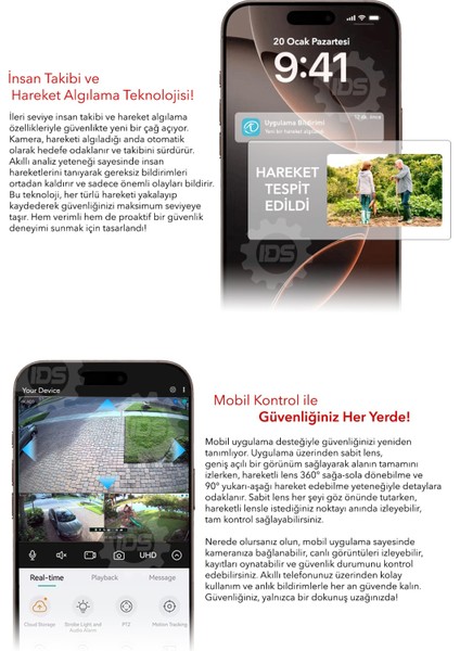 -6mp - Gece Görüşlü - Işıklı - Wıfı Kamera - 360 Kamera - Güvenlik Kamerası - Alarm - Hareket