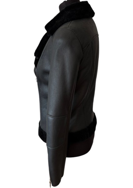 - Kadın Siyah Koyun Kürkü Ceket - Emorı fiyatları