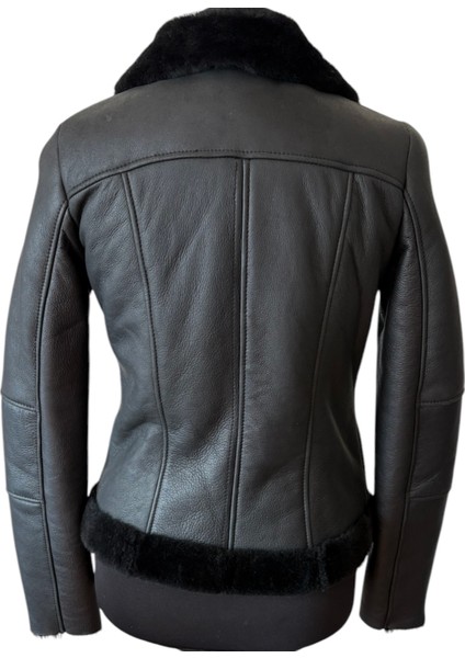 - Kadın Siyah Koyun Kürkü Ceket - Emorı modelleri