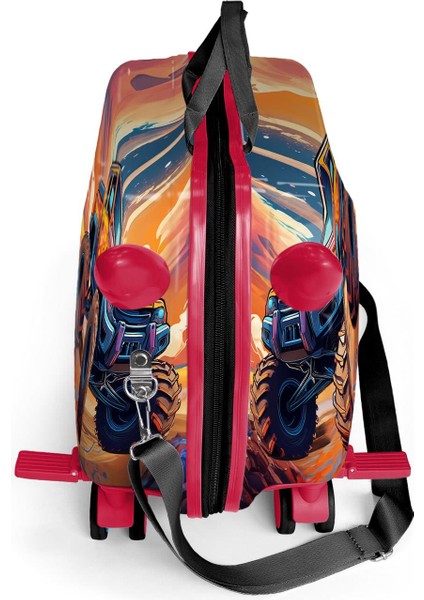 Kids Turuncu High Wheels Truck Desenli Otur-Çek Çocuk Valizi 16365 fırsatları