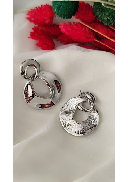 Çift Halka Metal Silver Küpe fiyatları