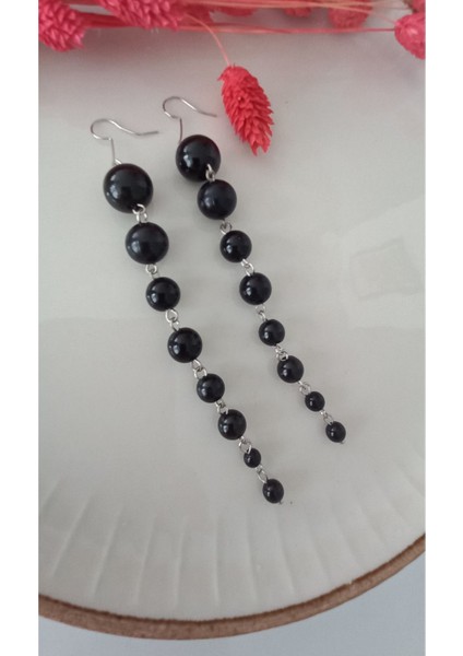 Siyah Inci Gold Tasarım Küpe modelleri