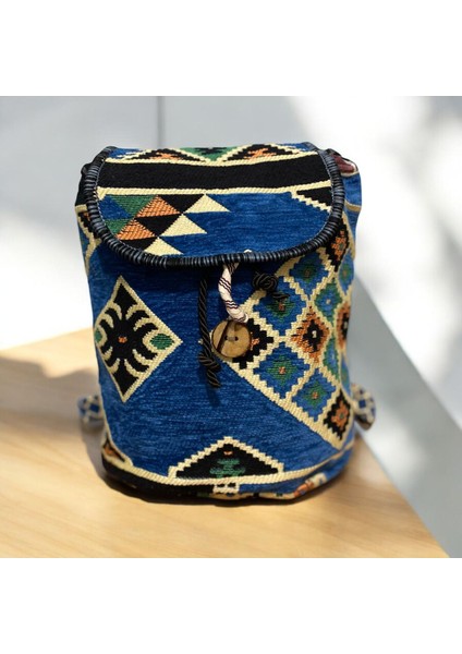 Etnik Kilim Desenli Büyük Boy Sırt Çantası