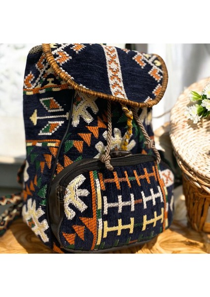Etnik Kilim Desenli Büyük Boy Unisex Sırt Çantası fırsatları