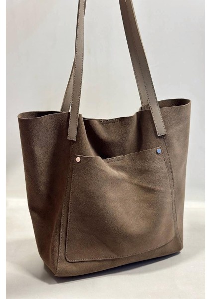 Cep Detaylı Vizon Hakiki Deri Çanta