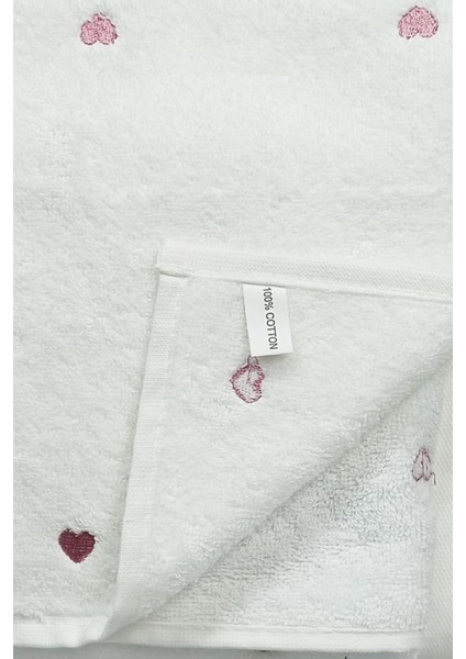 3 Parça Kalp Nakışlı Banyo Havlusu Takımı %100 Pamuklu Lovely Set indirimleri