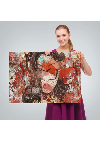 - Çağdaş Sanat Kadın Portresi Yağlıboya Görünüm Dekoratif Kanvas Duvar TABLOSU-3534
