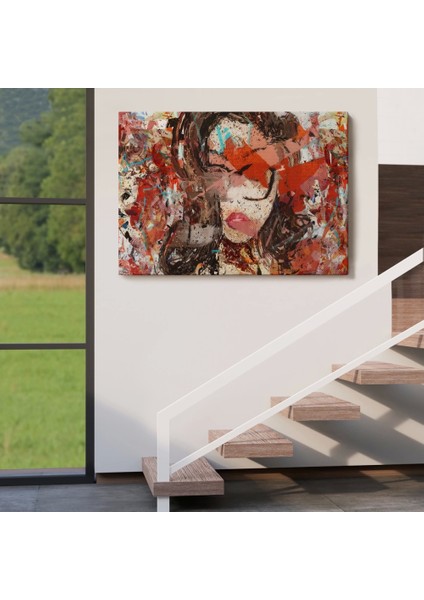 - Çağdaş Sanat Kadın Portresi Yağlıboya Görünüm Dekoratif Kanvas Duvar TABLOSU-3534