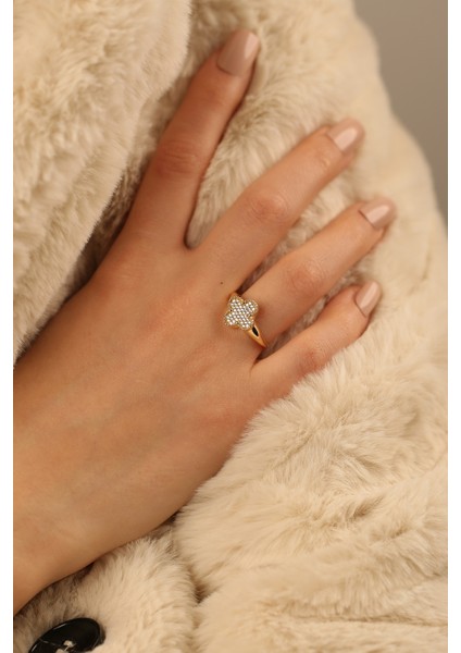 Yonca Taşlı Altın Yüzük CGKYZK0298 fiyatları