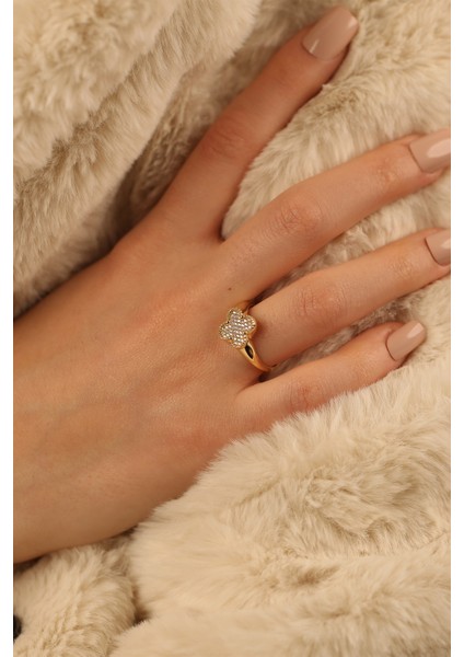 Yonca Taşlı Altın Yüzük CGKYZK0298 fırsatları