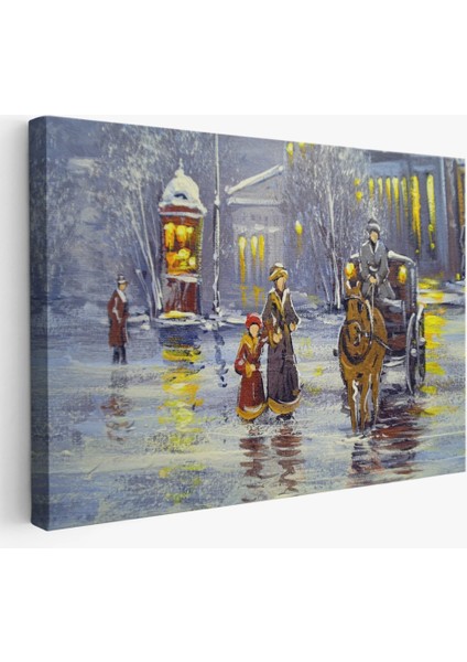 - Eski Şehir ve At Arabası Yağlıboya Görünüm Dekoratif Kanvas Duvar TABLOSU-3573 fiyatları