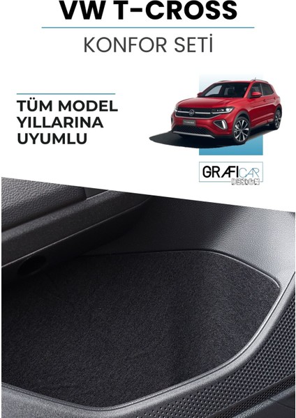Volkswagen T-Cross Uyumlu Konfor Seti Araç içi Eşya Saklama Cepleri Kumaş Kaplama Ses Giderici Set