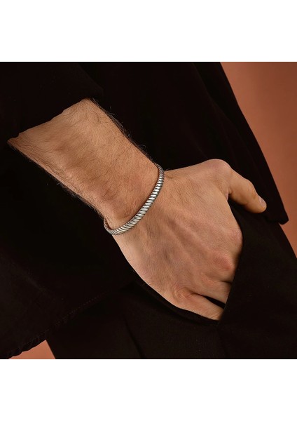 925 Ayar Gümüş Ribera Unisex Kelepçe Bileklik modelleri