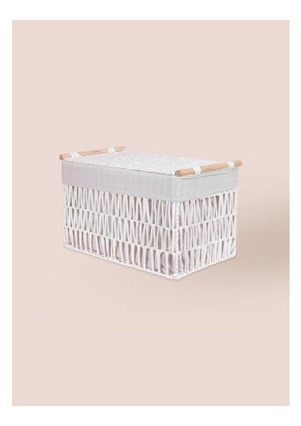 Cesta Hasır Organizer Sepet Beyaz 52X30X32 cm SPT0075