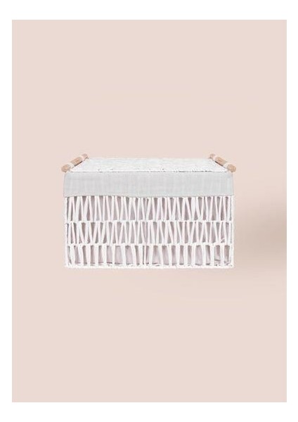 Cesta Hasır Organizer Sepet Beyaz 52X30X32 cm SPT0075
