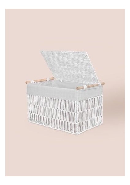 Cesta Hasır Organizer Sepet Beyaz 52X30X32 cm SPT0075