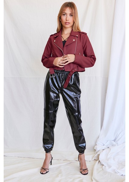Suni Deri Crop Ceket