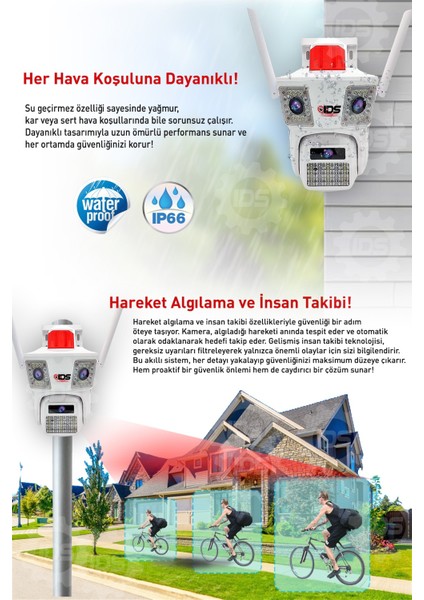 -14MP - Gece Görüşlü - Elektrikli 4g Sım Kartlı Güvenlik Kamerası - Hareket ve Insan Algılama