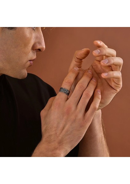 925 Ayar Gümüş Zımba Teli Motifli Unisex Yüzük
