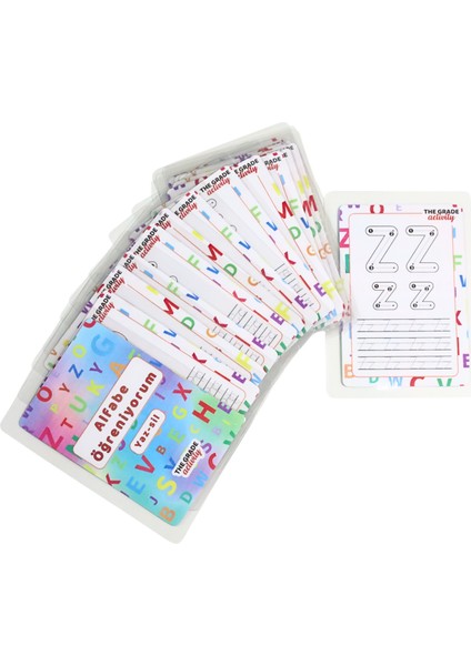 The Grade 2-6 Yaşyaz-Sil Alfabeyi Öğreniyorum Eğlenceli ve Eğitici Set (32 Sayfa-12,5 cm x 10,5 cm Ölçüler)