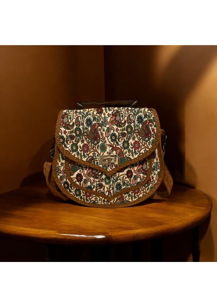 Termo Süet Etnik Desenli Orta Boy Kadın Omuz Çantası