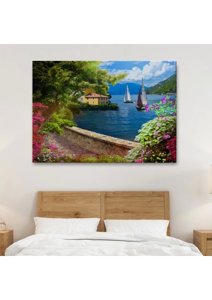 - Denize Açılan Çiçekli Yol Duvar TABLOSU-3606