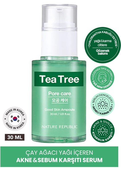 Gözenekli Ciltler Için Serum Nature Republic Good Skin Tea Tree Ampoule