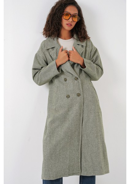 A.siyah Oversize Geniş Kesim Yünlü Uzun Kaşe Kaban 9113