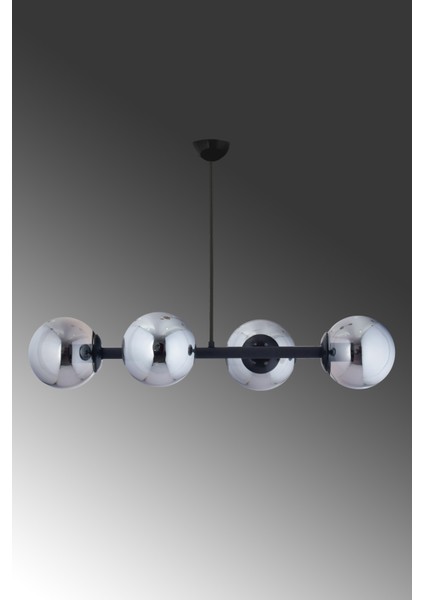Luxury Modern Tasarım Siyah 4'lü Füme Glop Camlı Avize